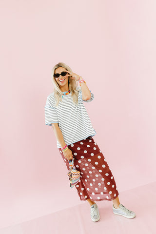 Jennings Polka Dot Mesh Midi Skirt