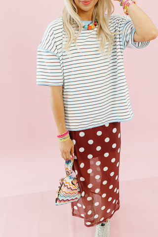 Jennings Polka Dot Mesh Midi Skirt