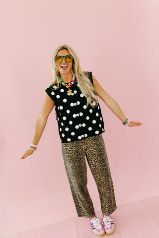 Madeline Polka Dot Sweater Vest in Black/White