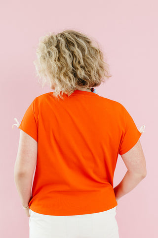 Poppy Stripe Bow Sleeve Tee