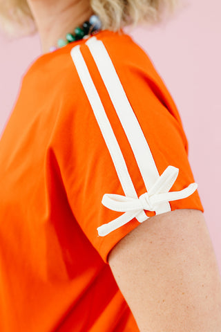 Poppy Stripe Bow Sleeve Tee