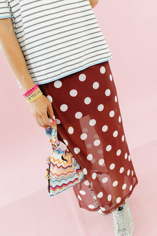 Jennings Polka Dot Mesh Midi Skirt