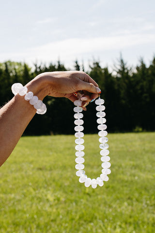 Sugar Beads Necklace/Bracelet Set - White