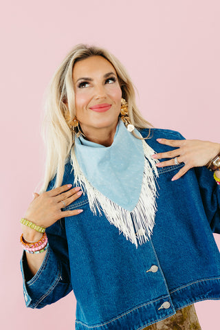Denim Blue Fringe Bandana