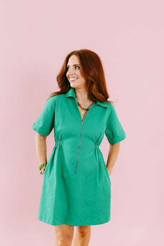 Elowen Cotton Utility Dress in Green