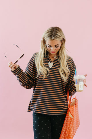 Moxie Striped Collar Top