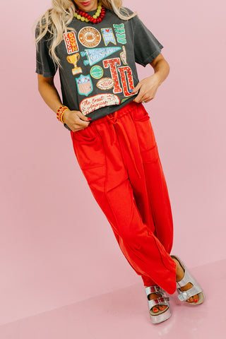 Lou Mineral Wash Barrel Pants in Red