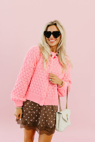 Bixby Button Up Cardigan in Punch