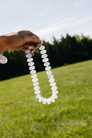 Sugar Beads Necklace/Bracelet Set - White