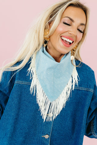 Denim Blue Fringe Bandana