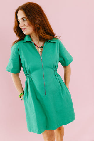 Elowen Cotton Utility Dress in Green