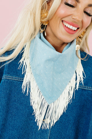 Denim Blue Fringe Bandana