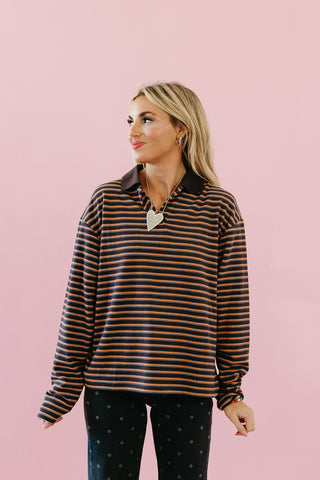 Moxie Striped Collar Top