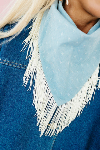 Denim Blue Fringe Bandana