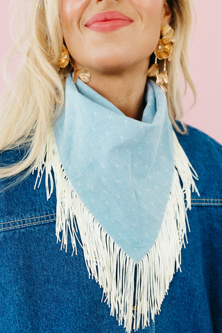 Denim Blue Fringe Bandana