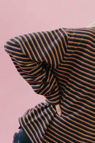 Moxie Striped Collar Top