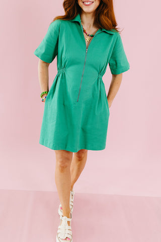 Elowen Cotton Utility Dress in Green