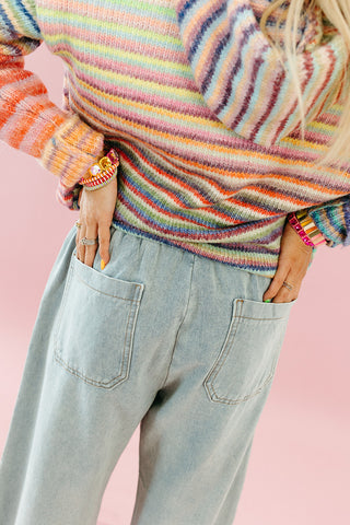 Laney Drawstring Barrel Denim in Light Denim Wash