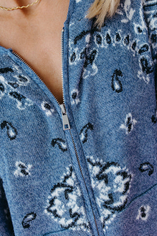 Luxee Bandana Sweater Zip Up Hoodie