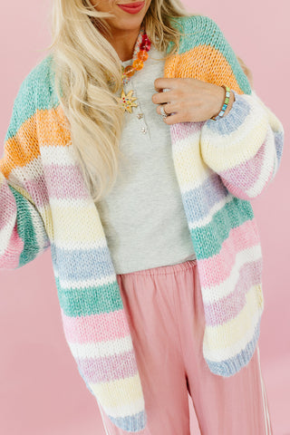 Miller Stripe Cardigan in Green/Sunkist