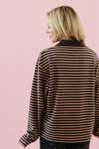 Moxie Striped Collar Top