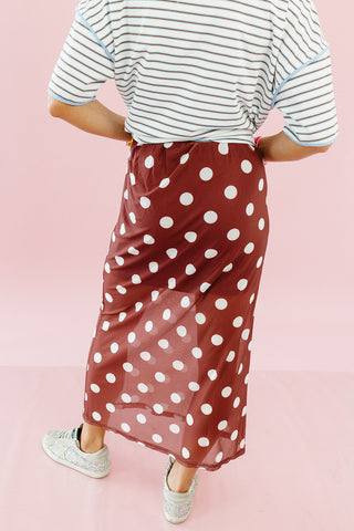 Jennings Polka Dot Mesh Midi Skirt
