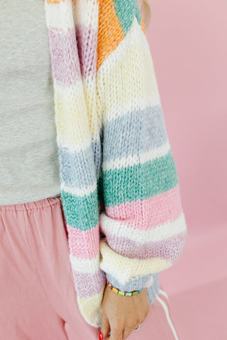 Miller Stripe Cardigan in Green/Sunkist