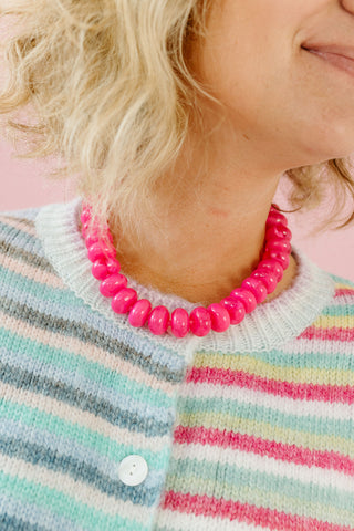 Sugar Beads Necklace Set - Fuchsia