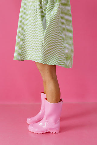 Malani Gingham Mini Dress in Lime Green