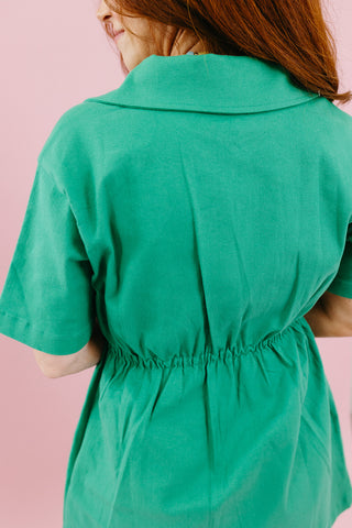 Elowen Cotton Utility Dress in Green