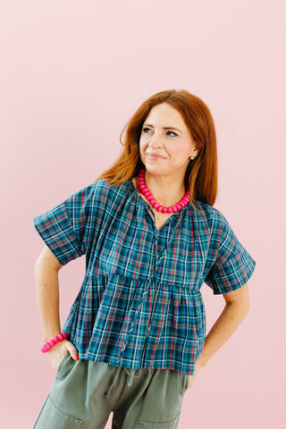 Joss Plaid Peplum Top