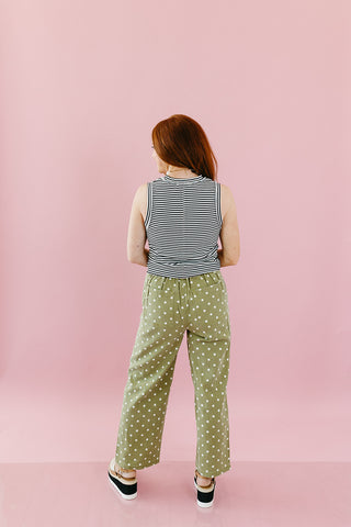 Hayes Denim Polka Dot Pants in Chartreuse