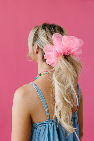Oversized Scrunchie in Pink Organza