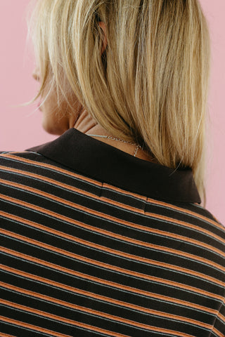 Moxie Striped Collar Top
