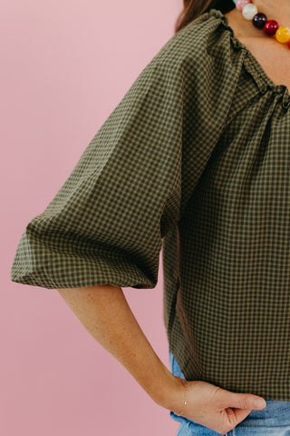 Noa Gingham Blouse in Olive
