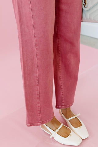 Weslyn Barrel Jeans in Rust