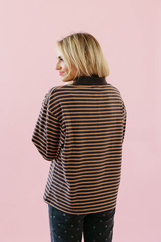 Moxie Striped Collar Top