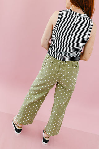Hayes Denim Polka Dot Pants in Chartreuse