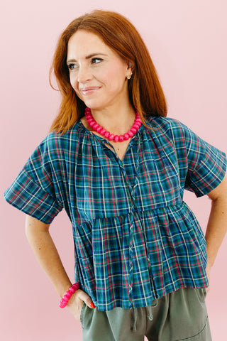 Joss Plaid Peplum Top