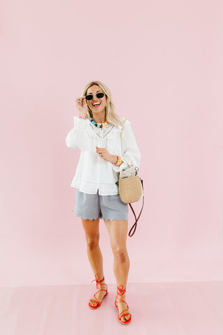 Lara Eyelet Blouse in Cream