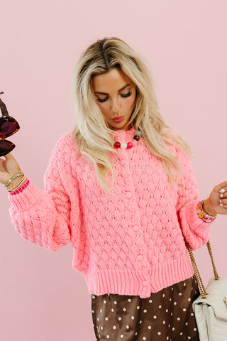 Bixby Button Up Cardigan in Punch