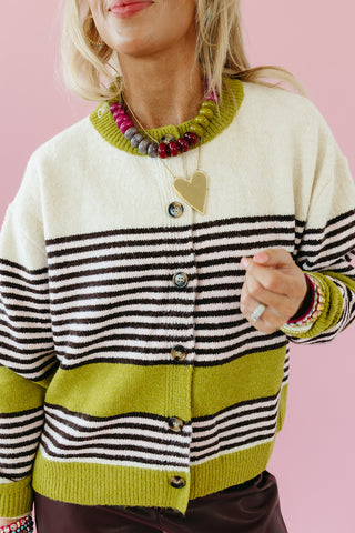 Eliza Cardigan in Avocado/Espresso