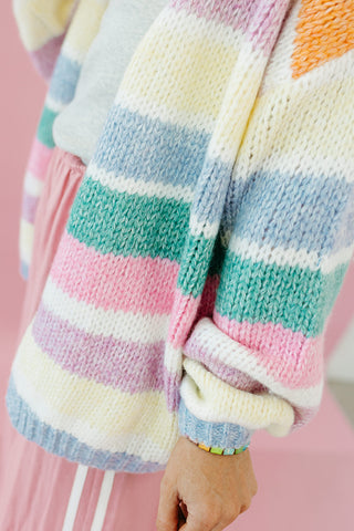 Miller Stripe Cardigan in Green/Sunkist