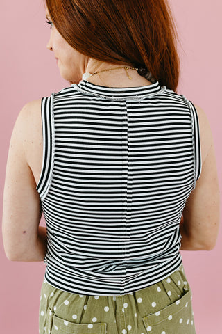 Cameron Knit Tank Top In Black/White