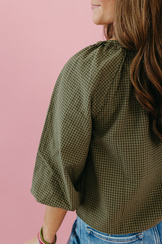 Noa Gingham Blouse in Olive