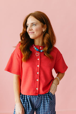 Anna Knit Stripe Button Up