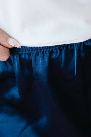 Fenway Satin Shorts in Navy