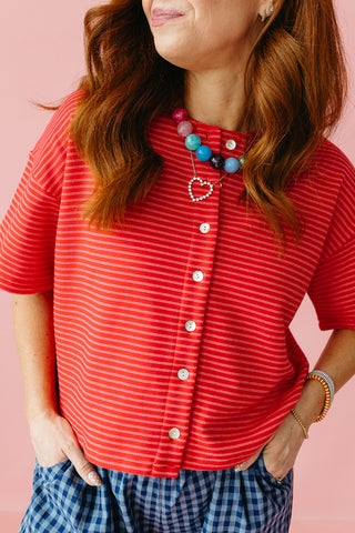 Anna Knit Stripe Button Up