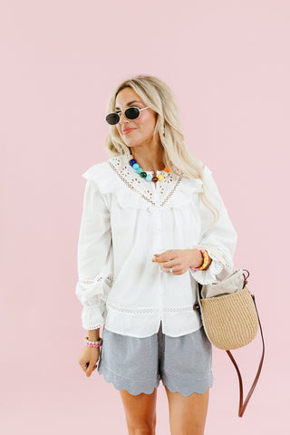 Lara Eyelet Blouse in Cream