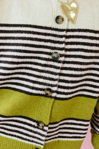 Eliza Cardigan in Avocado/Espresso